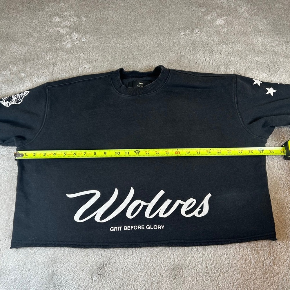 Darc Sport Wolves Grit Before Glory Cropped Sweatshirt Black Limited Edition L - Picture 10 of 15